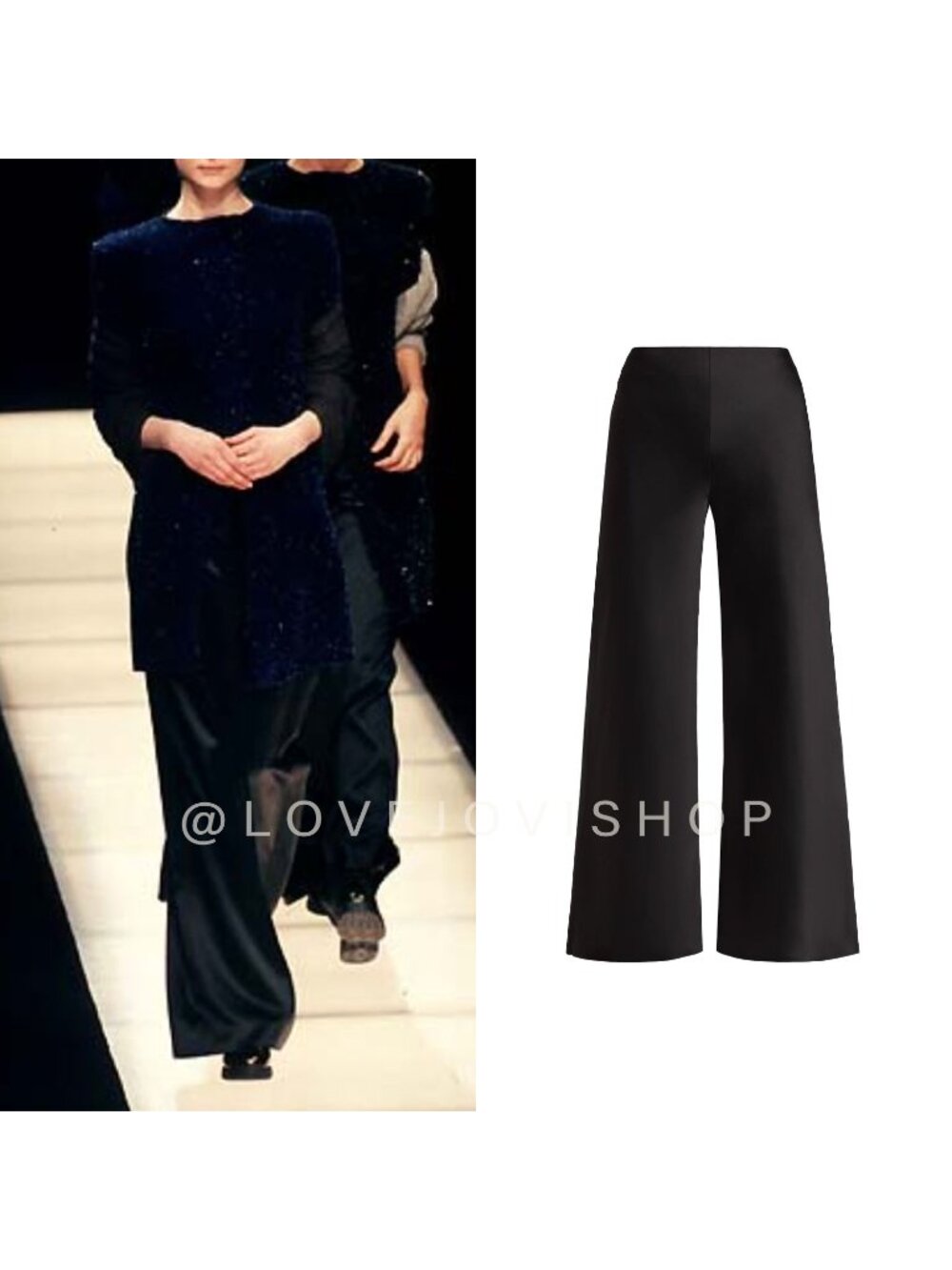 Runway | Giorgio Armani Black Wide Leg Pants | Flat Panel Italian Silk Blend